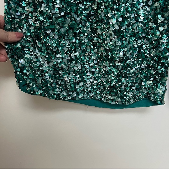 Retrofete Teal Sequin High Rise Wide Leg Pants Lyra Mermaid Size 6 $595 - Picture 6 of 13